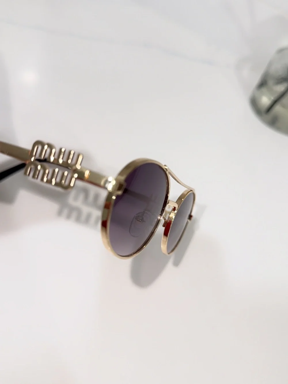 Gold Frame Oval Sunglasses - Black Lenses